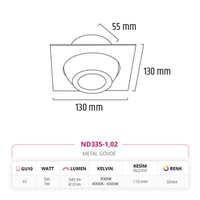 Moda Aydınlatma Sıva Altı Led Spot Siyah MD-D 2085-02