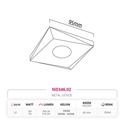 Moda Aydınlatma Sıva Altı Led Spot Siyah MD-D 2106-02
