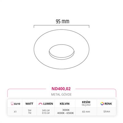 Moda Aydınlatma Sıva Altı Led Spot Siyah MD-D 2113-02