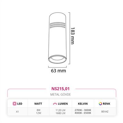 Moda Aydınlatma Sıva Üstü Led Spot Beyaz MD-S 3060-01
