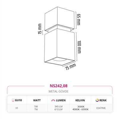 Moda Aydınlatma Sıva Üstü Led Spot Eskitme MD-S 3089-08