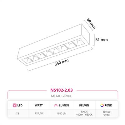 Moda Aydınlatma Sıva Üstü Tavan Armatürü Beyaz Siyah MD-S 3019-03