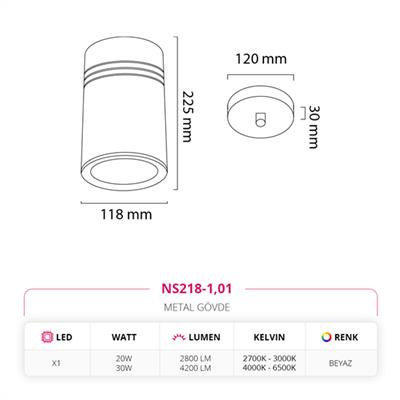 Moda Aydınlatma Tekli Led Sarkıt Beyaz MD-S 4507-01