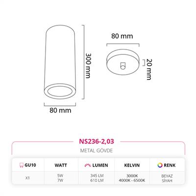 Moda Aydınlatma Tekli Led Sarkıt Beyaz Siyah MD-S 4511-03