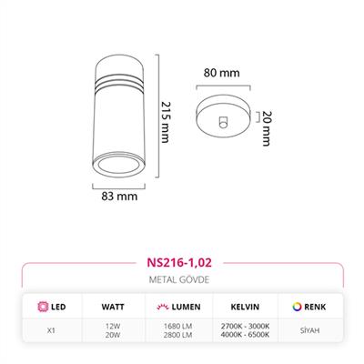 Moda Aydınlatma Tekli Led Sarkıt Siyah MD-S 4504-02