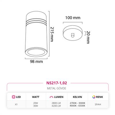 Moda Aydınlatma Tekli Led Sarkıt Siyah MD-S 4506-02