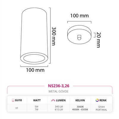 Moda Aydınlatma Tekli Led Sarkıt Siyah Portakal MD-S 4514-26