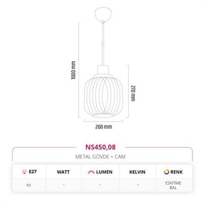 Moda Aydınlatma Tekli Sarkıt Bal MD-S 4556-08