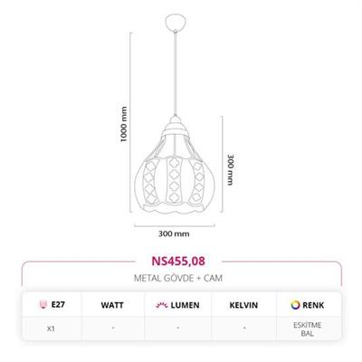 Moda Aydınlatma Tekli Sarkıt Eskitme MD-S 4571-08
