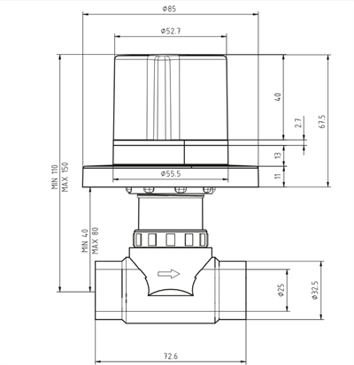 ECA AR YAK ANKASTRE ARA KESME VALFİ 25 MM 102111525