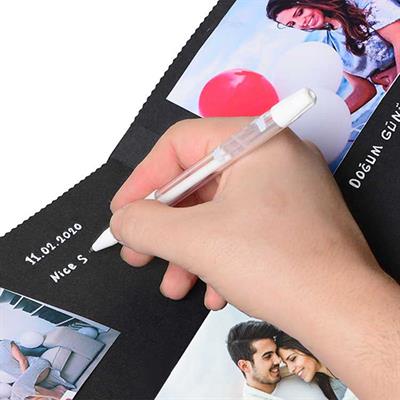 Anı Defteri 20 Adet 10x10 Cm Solmaz Fotoğraf Baskı, Beyaz Jel Kalem ve Bant Hediye (kendin tasarla, yapıştır, oluştur ) 