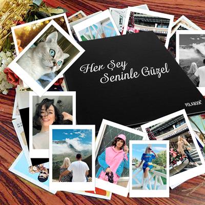 Her Şey Seninle Güzel Yazılı Anı Defteri - 20 Adet 6x8 Cm Solmaz Fotoğraf Baskı, Beyaz Jel Kalem ve Bant Hediye (tasarla, yapıştır, oluştur ) 