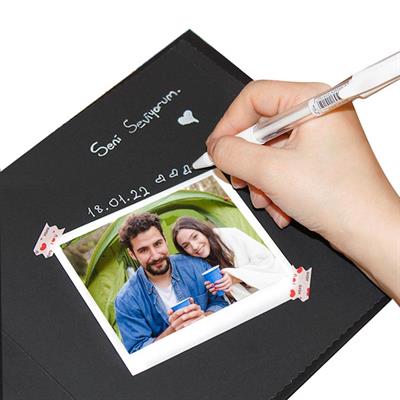 Her Şey Seninle Güzel Yazılı Anı Defteri - 20 Adet 6x8 Cm Solmaz Fotoğraf Baskı, Beyaz Jel Kalem ve Bant Hediye (tasarla, yapıştır, oluştur ) 