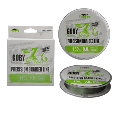 FishPro | FishPro Goby 150m X6 Dark Green İp Misina - 0.10 MM
