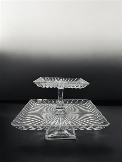 2 Katlı Kare Tabak Dik Kesme Şeffaf