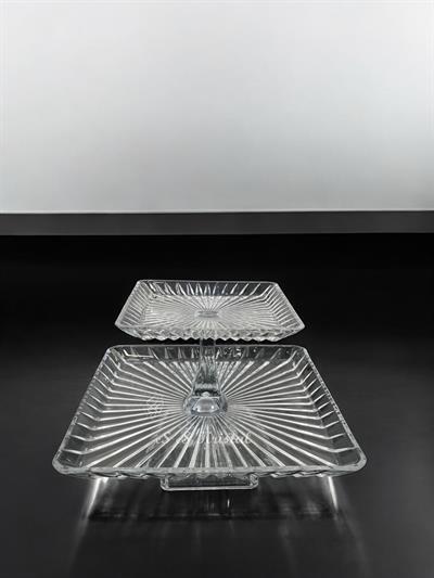 2 Katlı Kare Tabak Dik Kesme Şeffaf