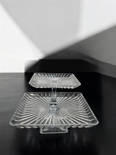 2 Katlı Kare Tabak Dik Kesme Şeffaf