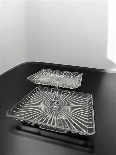 2 Katlı Kare Tabak Dik Kesme Şeffaf