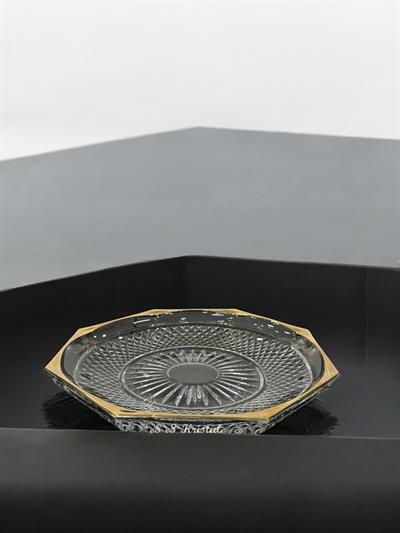 8 Köşeli Tabak Dik Kesmeli Tarama Şeffaf Altın Şerit