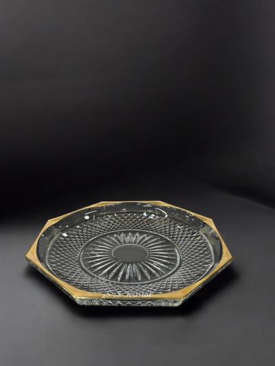 8 Köşeli Tabak Dik Kesmeli Tarama Şeffaf Altın Şerit