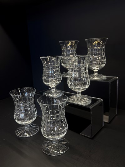 Ayaklı Çay Bardağı Kare Şeffaf