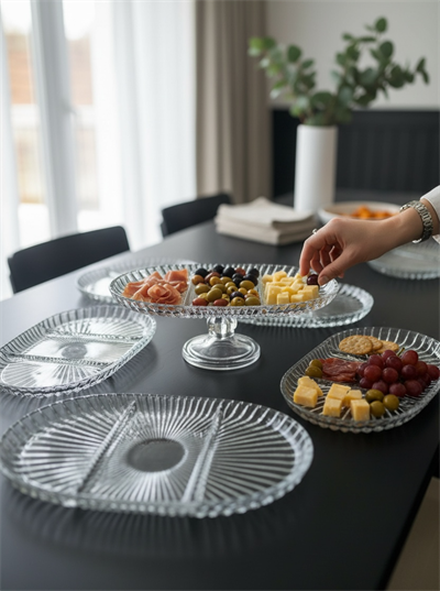 BÖLMELİ OVAL TABAK DİK KESME ŞEFFAF AYAKSIZ 