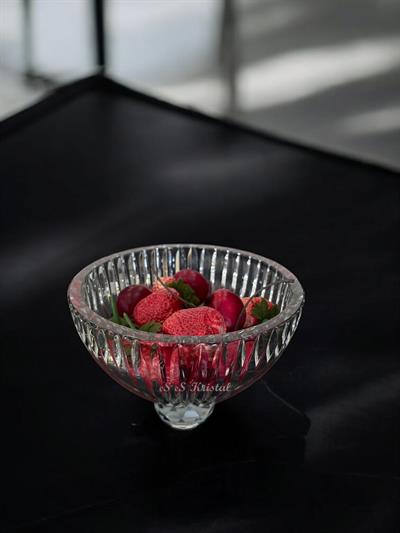 Büyük Yumurta Kase Kristal Top Ayaklı Dik Kesme Şeffaf
