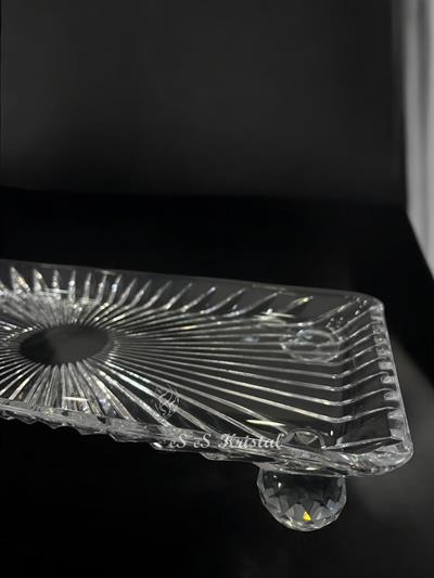 Dikdörtgen Tabak Dik Kesme Şeffaf Kristal Top Ayaklı