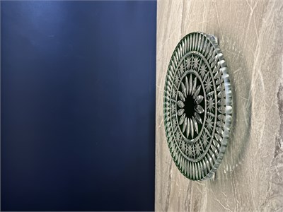 Düz Cam Tabak Kristal Top Ayaklı 21 Cm Orion Yeşil