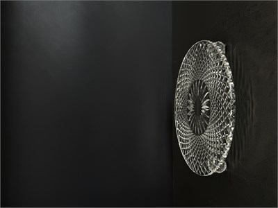 Düz Cam Tabak Kristal Top Ayaklı 21 Cm Tarama Şeffaf