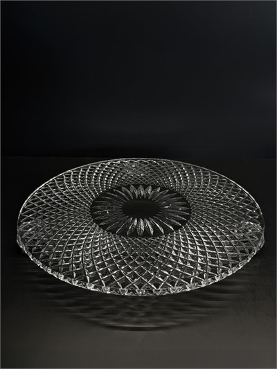 Düz Cam Tabak Kristal Top Ayaklı 28 Cm Tarama Şeffaf