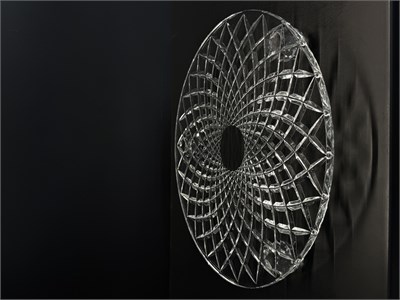 Düz Cam Tabak Kristal Top Ayaklı 28 Cm Kafes Şeffaf