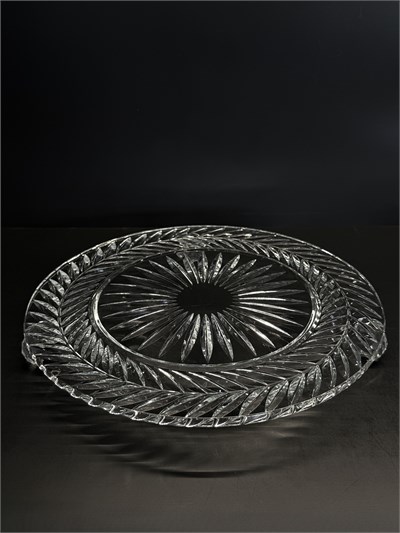 Düz Cam Tabak Kristal Top Ayaklı 28 Cm Sarmaşık Şeffaf