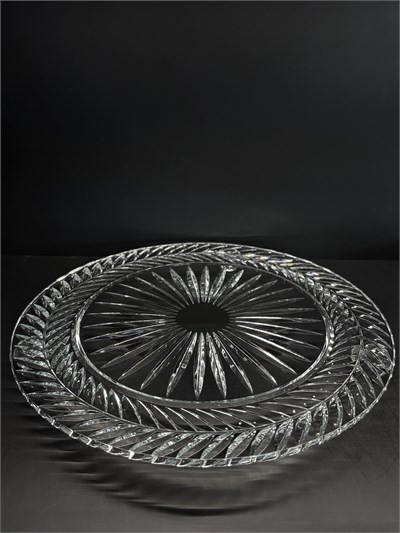 Düz Cam Tabak Kristal Top Ayaklı 35 Cm Sarmaşık Şeffaf