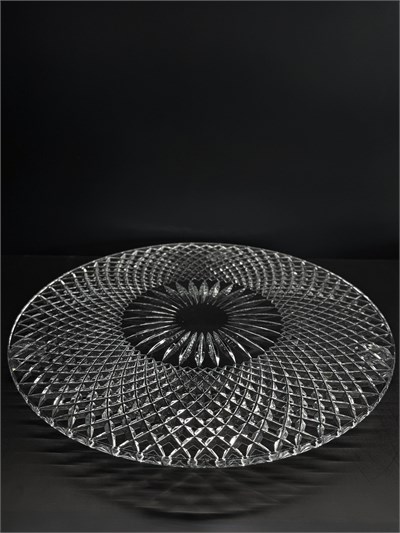 Düz Cam Tabak Kristal Top Ayaklı 35 Cm Tarama Şeffaf