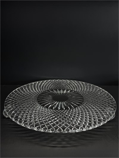 Düz Cam Tabak Kristal Top Ayaklı 35 Cm Tarama Şeffaf