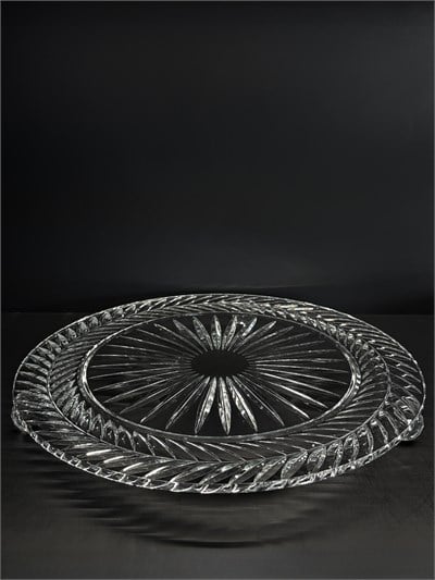 Düz Cam Tabak Kristal Top Ayaklı 35 Cm Sarmaşık Şeffaf