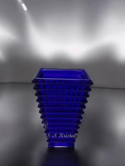 Kalite Desen Kare Vazo 18 Cm Sadecam Mavi