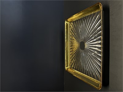 Kare Tabak Büyük Boy Dik Kesme Şeffaf Aynalı Gold 