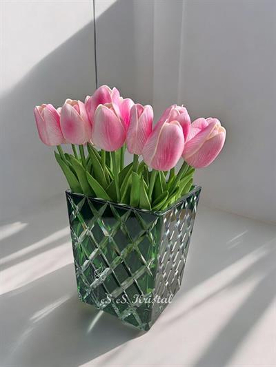 Kare Vazo 14 Cm Kafes Yeşil