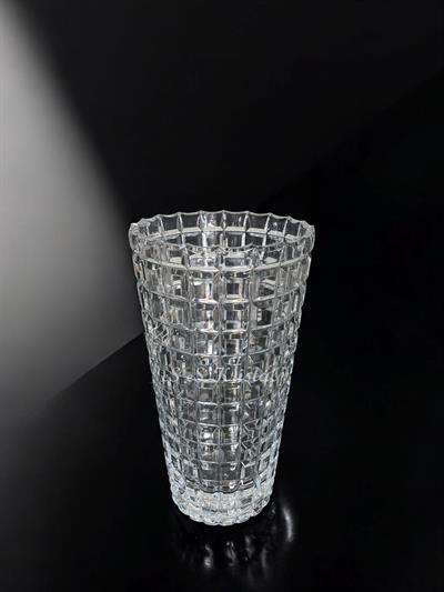 Konik Vazo 25 Cm Kare Dilimli Şeffaf