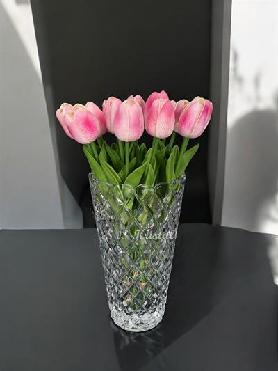 Konik Vazo 25 Cm Kafes Dilimli Şeffaf