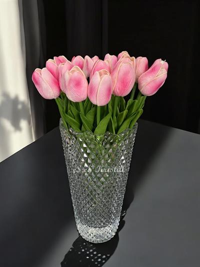 Konik Vazo 25 Cm Tarama Dilimli  Şeffaf