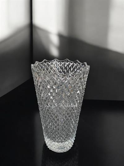 Konik Vazo 25 Cm Tarama Dilimli  Şeffaf