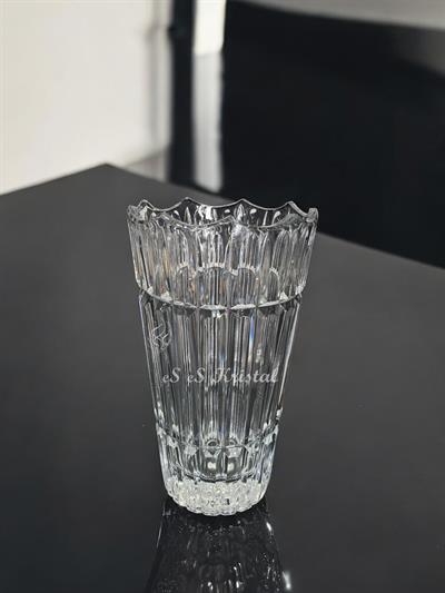 Konik Vazo 25 Cm Üzüm Dilimli Şeffaf