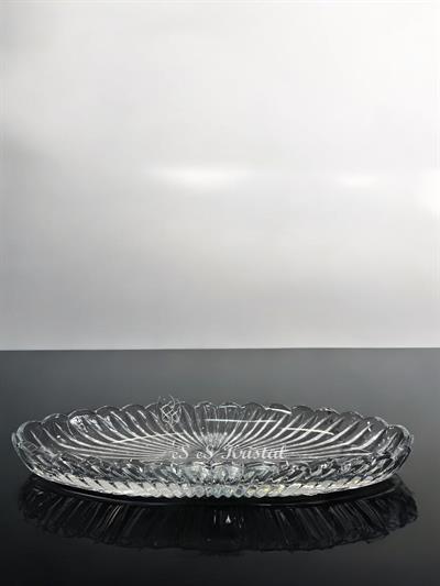 Kristal Kayık Tabak 40 Cm Dik Kesme Dilimli Şeffaf