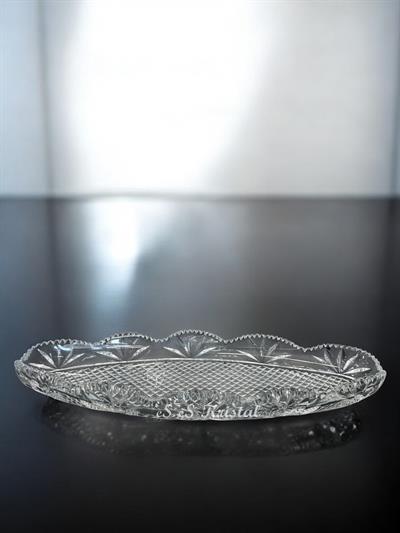 Kristal Kayık Tabak 40 Cm Püsküllü Şeffaf