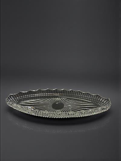 KRİSTAL KAYIK TABAK ÇİT DEKOR/DİLİMLİ ŞEFFAF AYAKSIZ