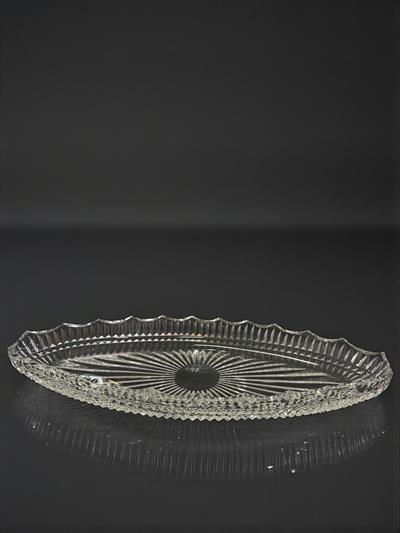 KRİSTAL KAYIK TABAK ÇİT DEKOR/DİLİMLİ ŞEFFAF AYAKSIZ