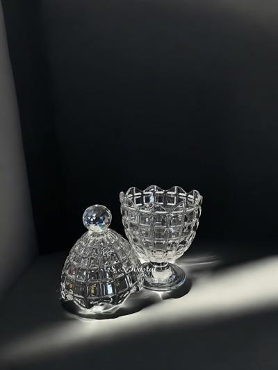 Kristal Toplu Dalgalı Yumurta Küçük Boy Ayaklı Kare Şeffaf